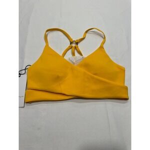 Lovewave Revolve Bikini Top/Sports Bra Wrap Front O-Ring‎ Racerback XS Yellow